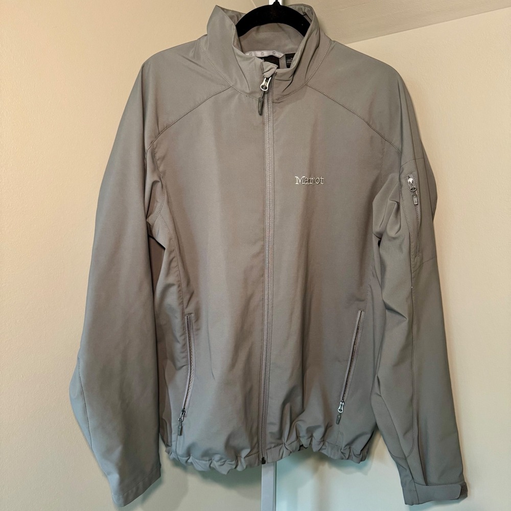 Marmot Mens Gray Softshell Full Zip Jacket Fleece Lined Size Large